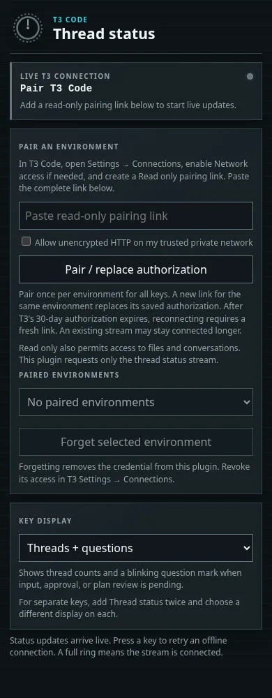 Pairing and key display settings